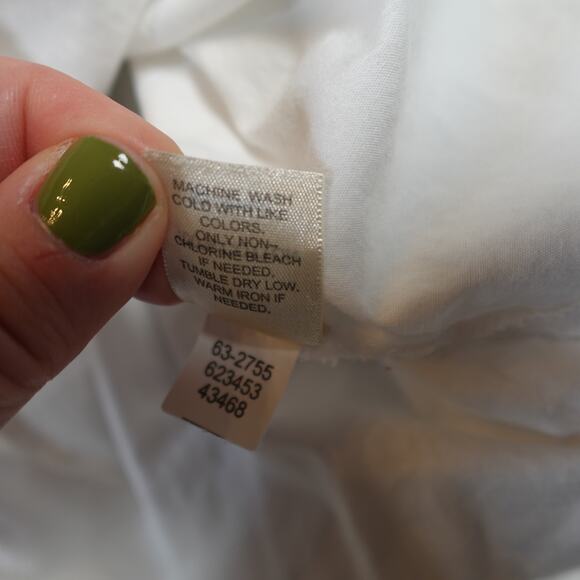 J. Jill Top Womens Medium Poplin Button Front White Shirt Mandarin Collar Crisp - Picture 4 of 9